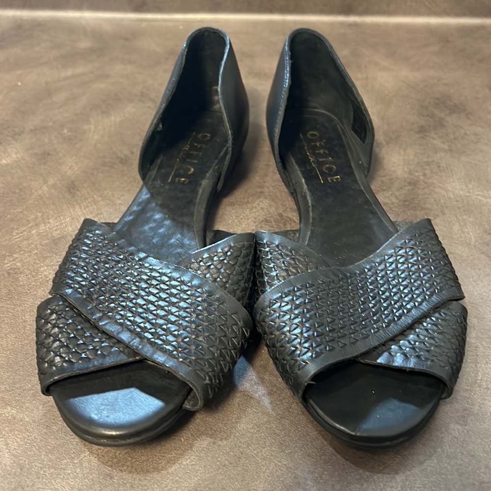 Office London Open Toe Sandal Flats 39 / 8 8.5 Black